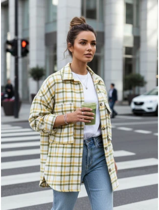Dámska kockovaná zeleno-žltá košeľa FashionStreet DY0481