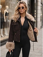 Dámska zimná bunda s kožušinou, hnedá, FashionStreet TY5704 Dámska zimná bunda s kožušinou, hnedá, FashionStreet TY5704