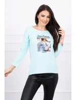 Blúzka s potlačou Collage mint Blúzka s potlačou Collage mint