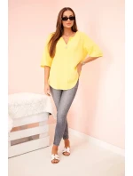 Dámska mušelínová košeľa so žltým gombíkom