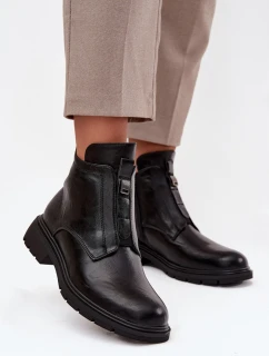 Zateplené dámske topánky na zips s ozdobným detailom, čierne, Roselle