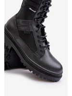 Skórzane Trapery Botki Męskie Ocieplane Big Star OO174164 Czarne