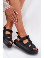 Sandały Damskie Na Platformie Czarne Nitavelia