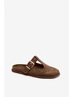 Dámské pantofle Mule z imitace semiše tmavě zelené Melvia