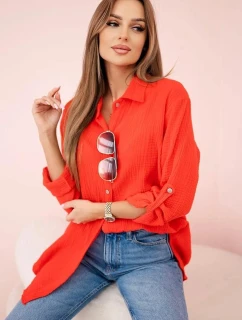 Dámska mušelínová košeľa 208 Červená - K-Fashion