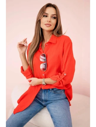 Dámska mušelínová košeľa 208 Červená - K-Fashion Dámska mušelínová košeľa 208 Červená - K-Fashion