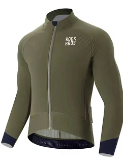 Rockbros YDWT014 zimná dvojvrstvová fleecová cyklistická bunda veľkosť XXL - zelená