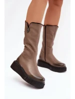 Zazoo 70121 Dámske kožené topánky s vlnou Dark Beige
