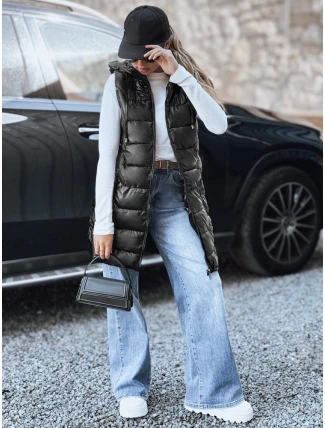 Dámska prešívaná vesta s kapucňou čierna FashionStreet TY5259 Dámska prešívaná vesta s kapucňou čierna FashionStreet TY5259