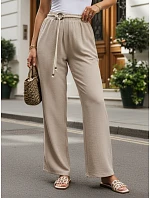 Dámske nohavice so širokými nohavicami, béžové, FashionStreet UY3074 Dámske nohavice so širokými nohavicami, béžové, FashionStreet UY3074