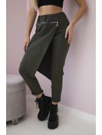 Punto Milano Zimné nohavice s ozdobným zipsom khaki Punto Milano Zimné nohavice s ozdobným zipsom khaki