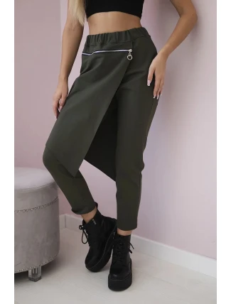 Punto Milano Zimné nohavice s ozdobným zipsom khaki Punto Milano Zimné nohavice s ozdobným zipsom khaki