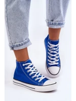 Damskie Trampki Klasyczne Wysokie Niebieskie Remos