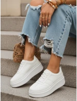 Dámske kožené tenisky na platforme biele FashionStreet ZY1376