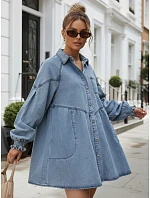 Dámske oversize džínsové šaty v košeľovom štýle FashionStreet EY2688 Dámske oversize džínsové šaty v košeľovom štýle FashionStreet EY2688
