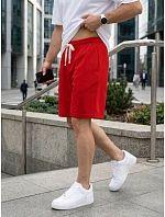 Pánske červené teplákové šortky FashionStreet SX2637 Pánske červené teplákové šortky FashionStreet SX2637