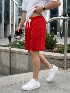 Pánske červené teplákové šortky FashionStreet SX2637