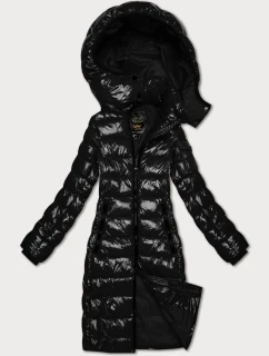 Lesklá prešívaná bunda do pása Libland Black (LD-7778)