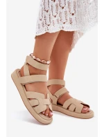 Sandały Damskie Z Rzepami Beżowe Uvissa
