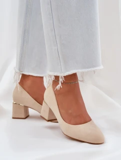 Béžové lodičky M380 na stĺpiku - Krok vo veľkom štýle