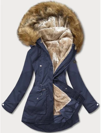 Dámska zimná bunda navy-beige (m-21356)