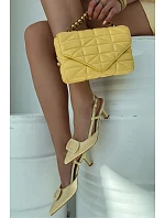 Dámské sandály na podpatku s ozdobným prvkem Žluté Eslina