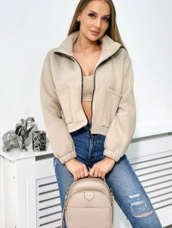 Izolovaná bavlnená mikina so zipsom svetlo béžová