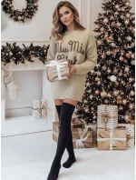 Dámsky sveter MIU MIU v jednej veľkosti s očkami béžový FashionStreet MY2346