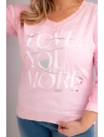 Dámska blúzka nadmernej veľkosti s Love You More Light Pink