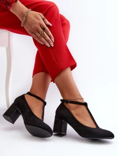 Czółenka Z Eko Zamszu Na Słupku Czarne Raniyah