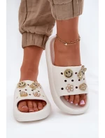 Klapki Damskie Piankowe Z Przypinkami Vinceza 76055 Białe