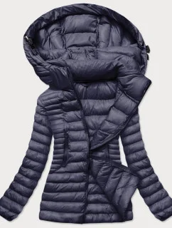 Tmavo modrá dámska bunda s kapucňou (23032)