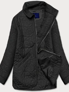 Tenká čierna dámska bunda s ozdobným prešívaním (JIN226)