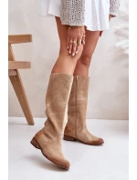 Zamszowe Kozaki Damskie Do Połowy Łydki Na Zamek Lewski 3616 Beżowe Zamszowe Kozaki Damskie Do Połowy Łydki Na Zamek Lewski 3616 Beżowe