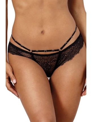 Dámske sexy čipkované tangá V-10098 Black - Axami