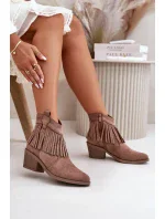 Dámske členkové kovbojské topánky na zips Eco Suede Brown S.Barski Dámske členkové kovbojské topánky na zips Eco Suede Brown S.Barski