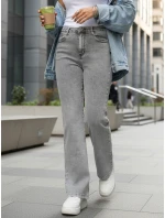 Dámske džínsy s vysokým pásom šedé FashionStreet UY2898