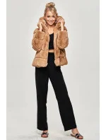 Krátka bunda v karamelovej farbe s kapucňou (GSQ2169B) Krátka bunda v karamelovej farbe s kapucňou (GSQ2169B)