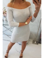 Pruhované priliehavé šaty svetlo šedej Pruhované priliehavé šaty svetlo šedej