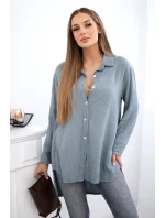 Bavlnená mušelínová košeľa nadrozmernej veľkosti tmavo šedá