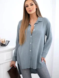 Bavlnená mušelínová košeľa nadrozmernej veľkosti tmavo šedá