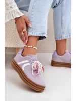 Sneakersy Damskie Na Platformie Z Ozdobami Fioletowe Vinness