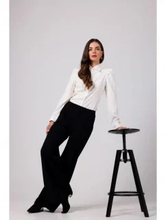 B275 Nohavice s predným prešívaním - čierne