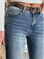 Dámske džínsové zvonové nohavice s opaskom FITLOW modré FashionStreet UY2466