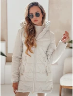 Dámska prešívaná zimná bunda s kapucňou svetlo šedá FashionStreet TY5092