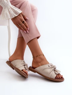 Klapki Damskie Na Płaskim Obcasie Beżowe Nelvira