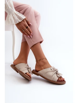 Klapki Damskie Na Płaskim Obcasie Beżowe Nelvira