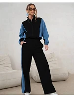 Mikinový set mikina na zips + široké nohavice čierno-modrá (821151)