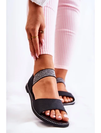 Klasyczne Skórzane Sandały Z Ćwiekami Czarne Shelly