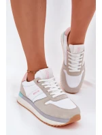 Zamszowe Sneakersy Damskie Big Star RR274A047 HI-POLY SYSTEM Beżowo-Białe